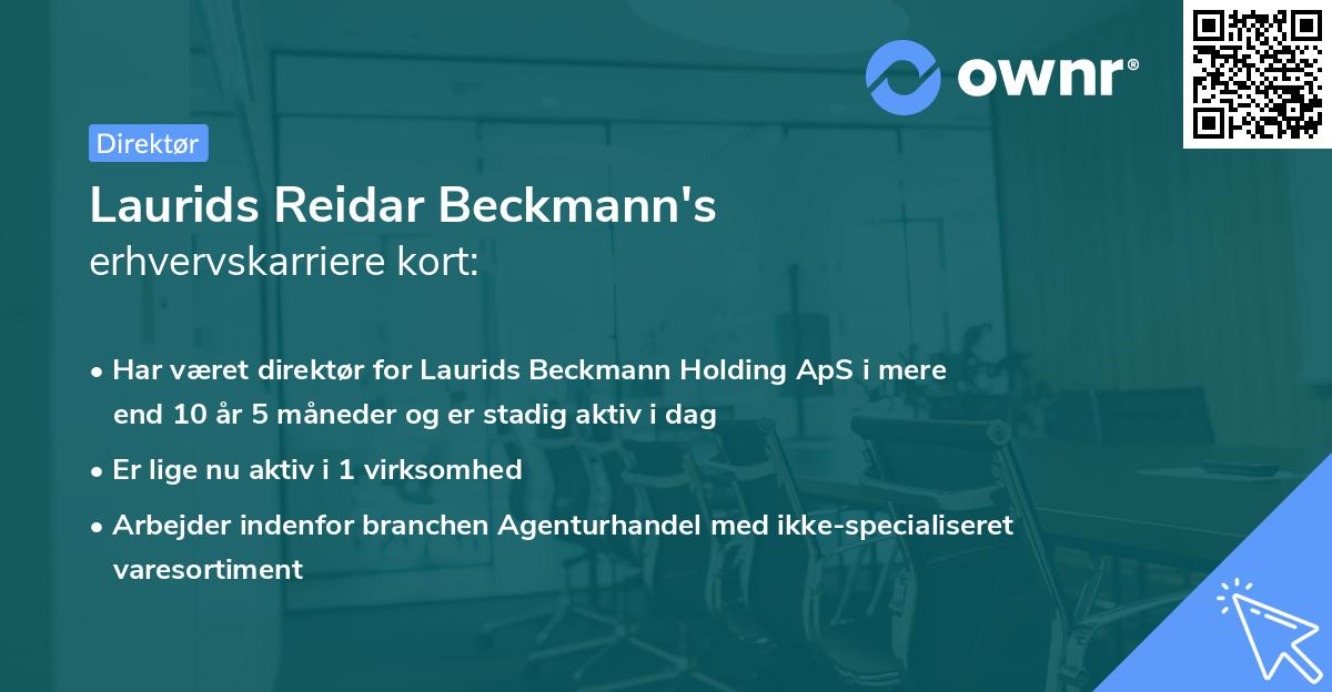Laurids Reidar Beckmann's erhvervskarriere kort
