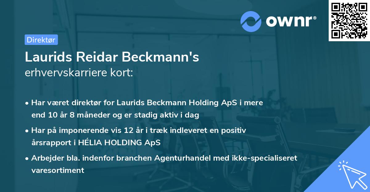 Laurids Reidar Beckmann's erhvervskarriere kort