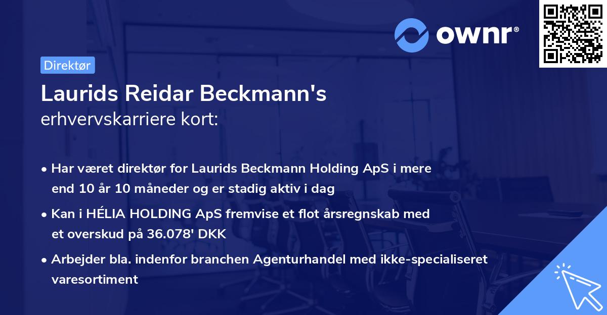 Laurids Reidar Beckmann's erhvervskarriere kort