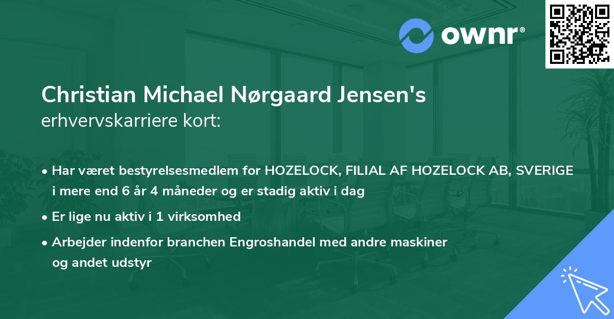 Christian Michael Nørgaard Jensen's erhvervskarriere kort