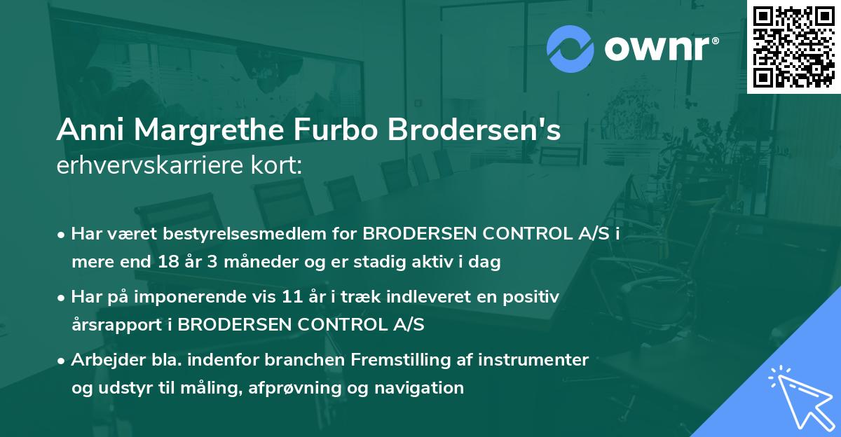 Anni Margrethe Furbo Brodersen's erhvervskarriere kort