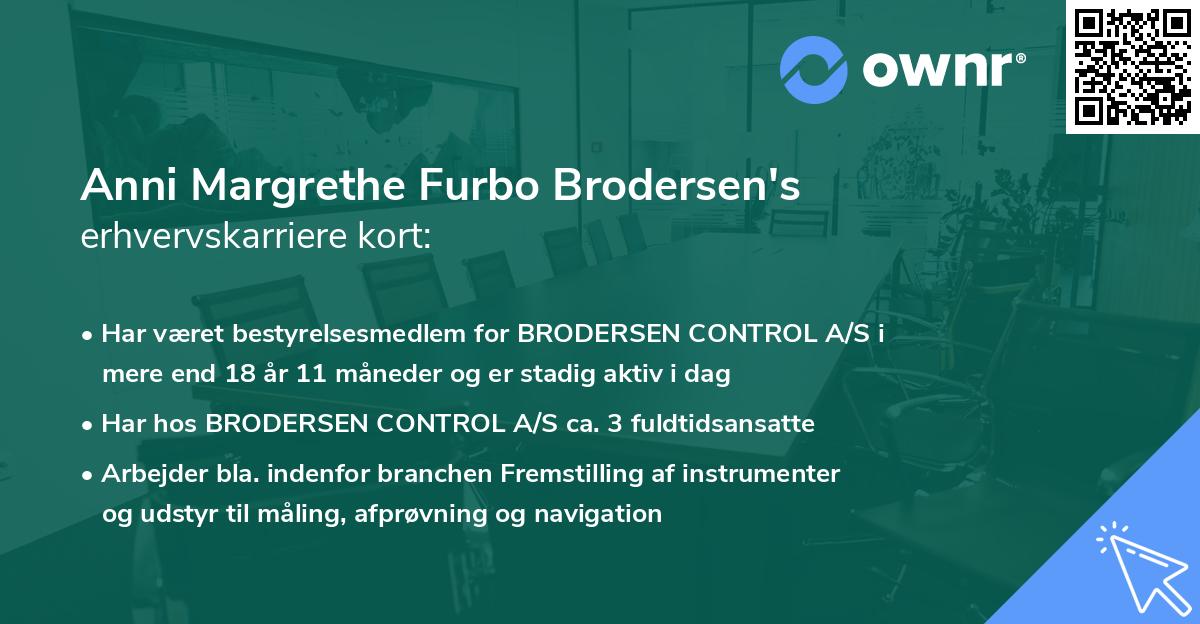 Anni Margrethe Furbo Brodersen's erhvervskarriere kort