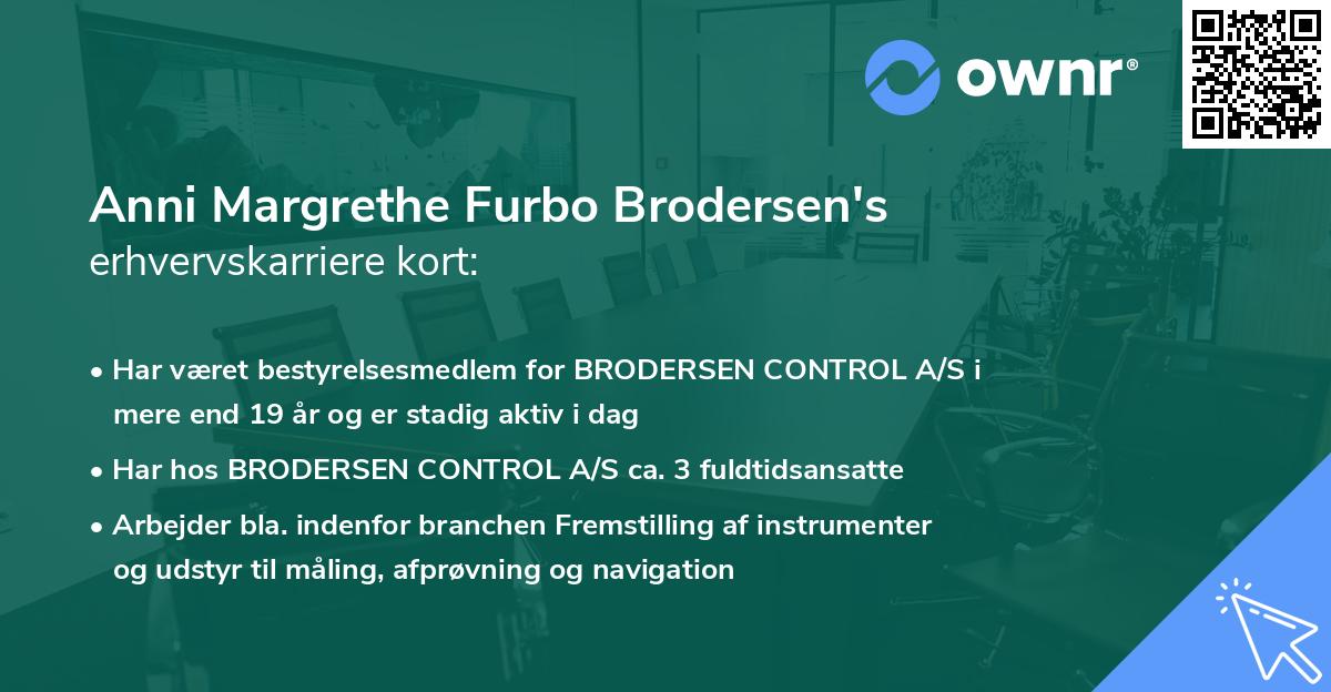 Anni Margrethe Furbo Brodersen's erhvervskarriere kort