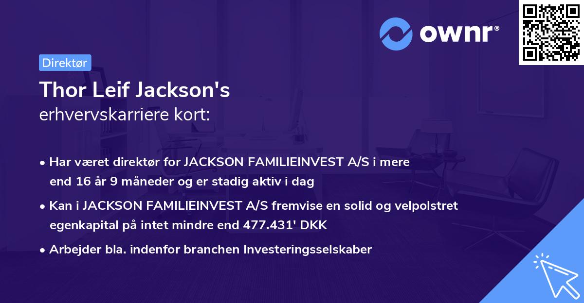 Thor Leif Jackson's erhvervskarriere kort