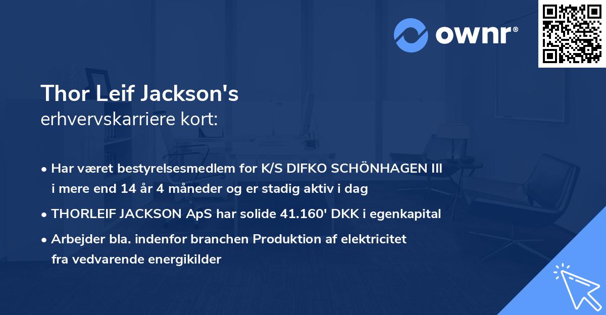 Thor Leif Jackson's erhvervskarriere kort