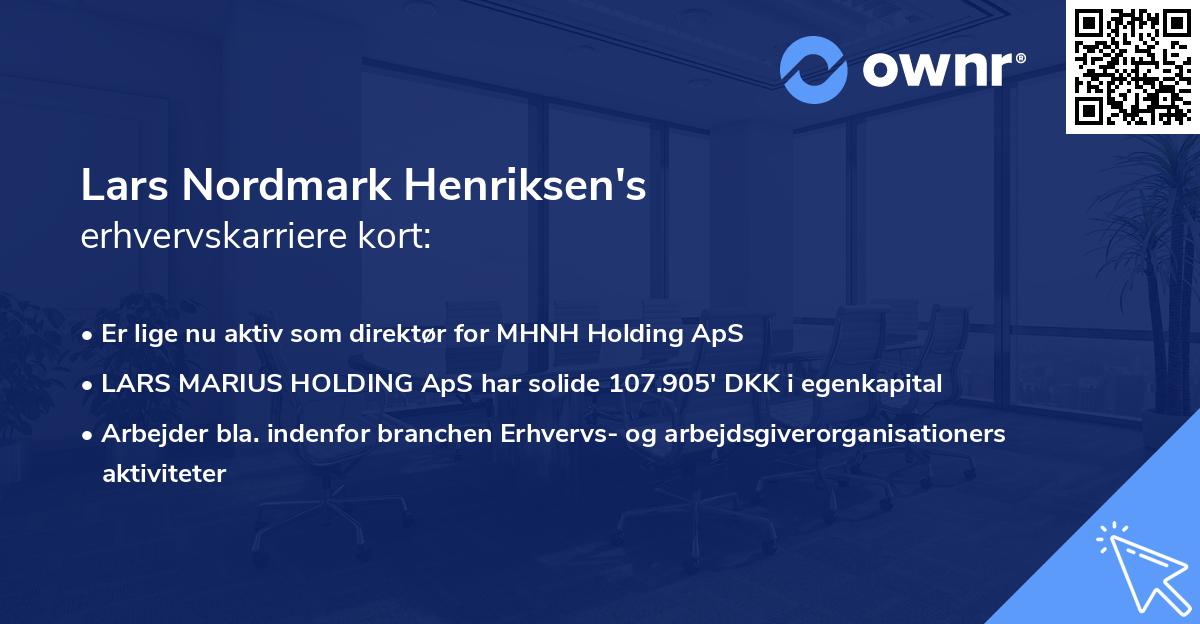 Lars Nordmark Henriksen's erhvervskarriere kort