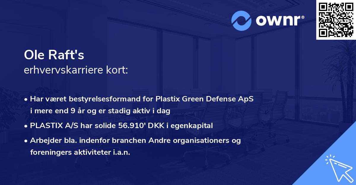Ole Raft's erhvervskarriere kort