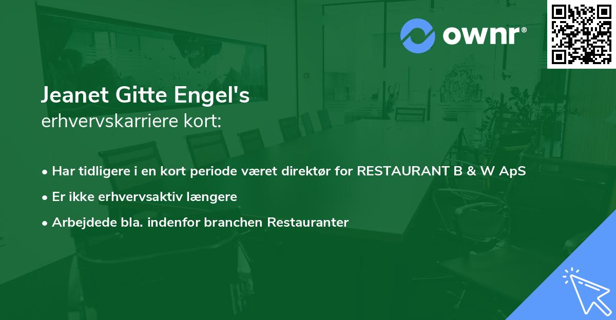 Jeanet Gitte Engel's erhvervskarriere kort