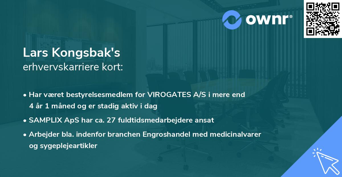 Lars Kongsbak's erhvervskarriere kort