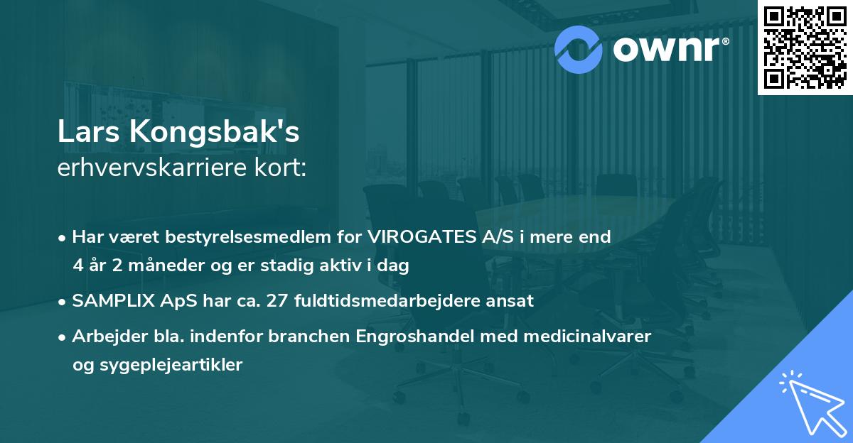 Lars Kongsbak's erhvervskarriere kort