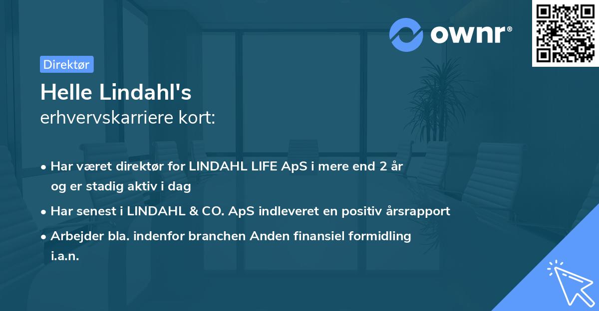 Helle Lindahl's erhvervskarriere kort