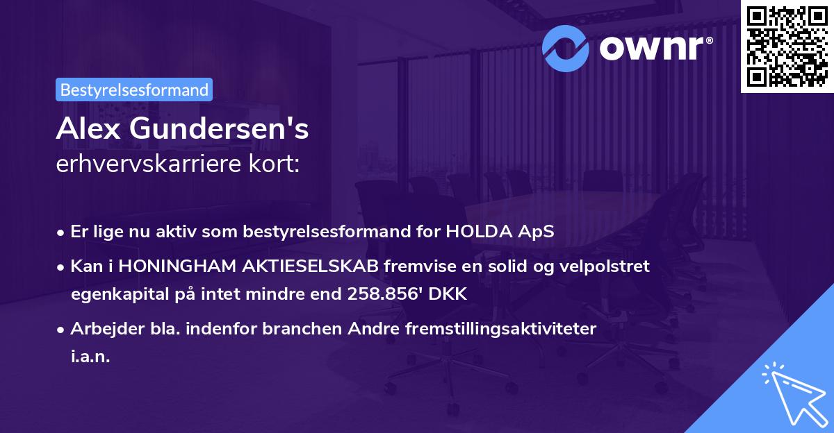 Alex Gundersen's erhvervskarriere kort