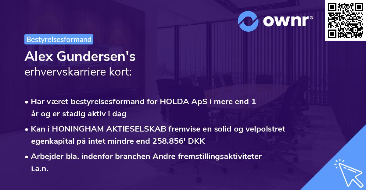 Alex Gundersen's erhvervskarriere kort