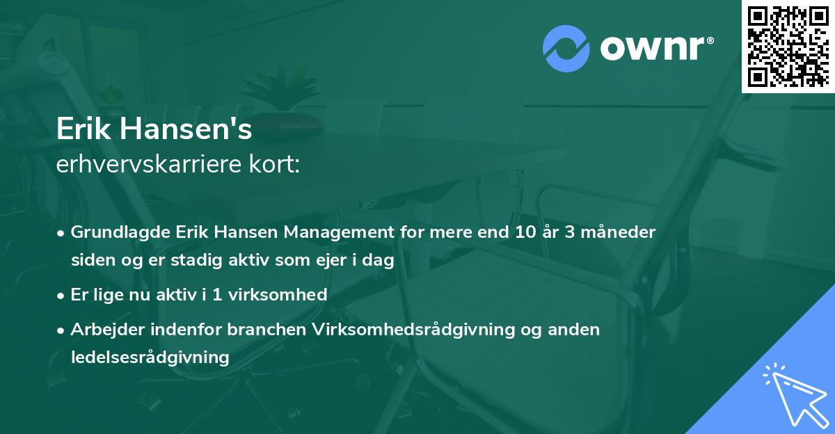 Erik Hansen's erhvervskarriere kort