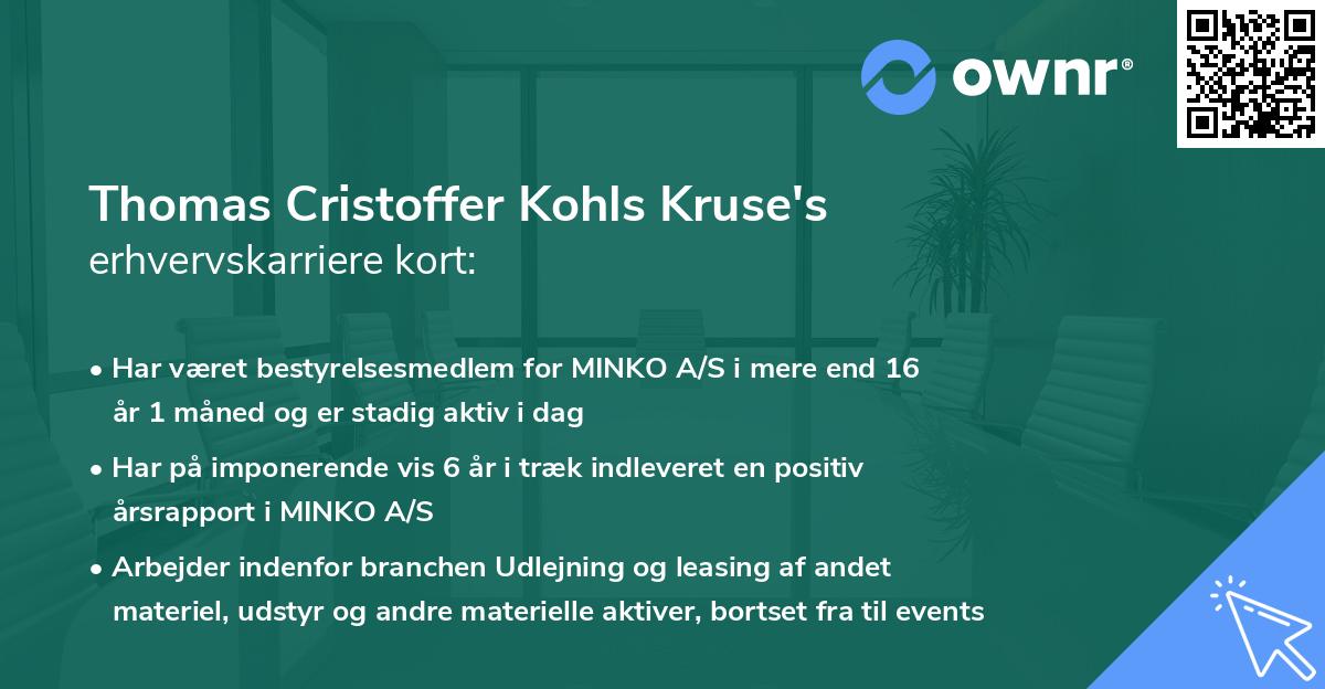 Thomas Cristoffer Kohls Kruse's erhvervskarriere kort