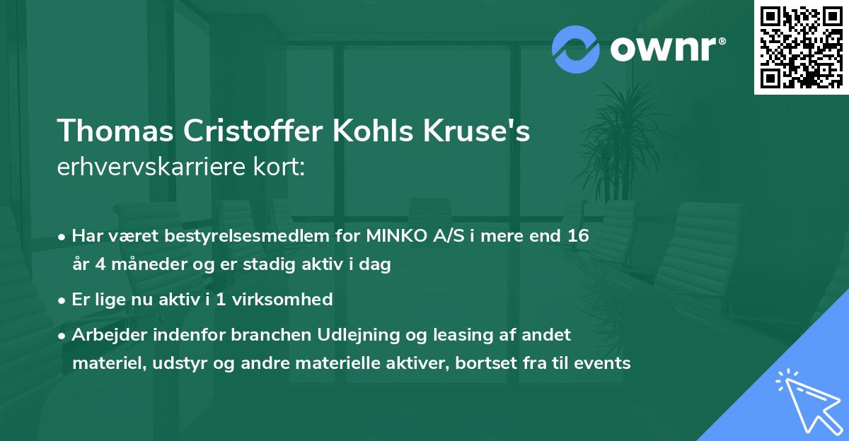 Thomas Cristoffer Kohls Kruse's erhvervskarriere kort