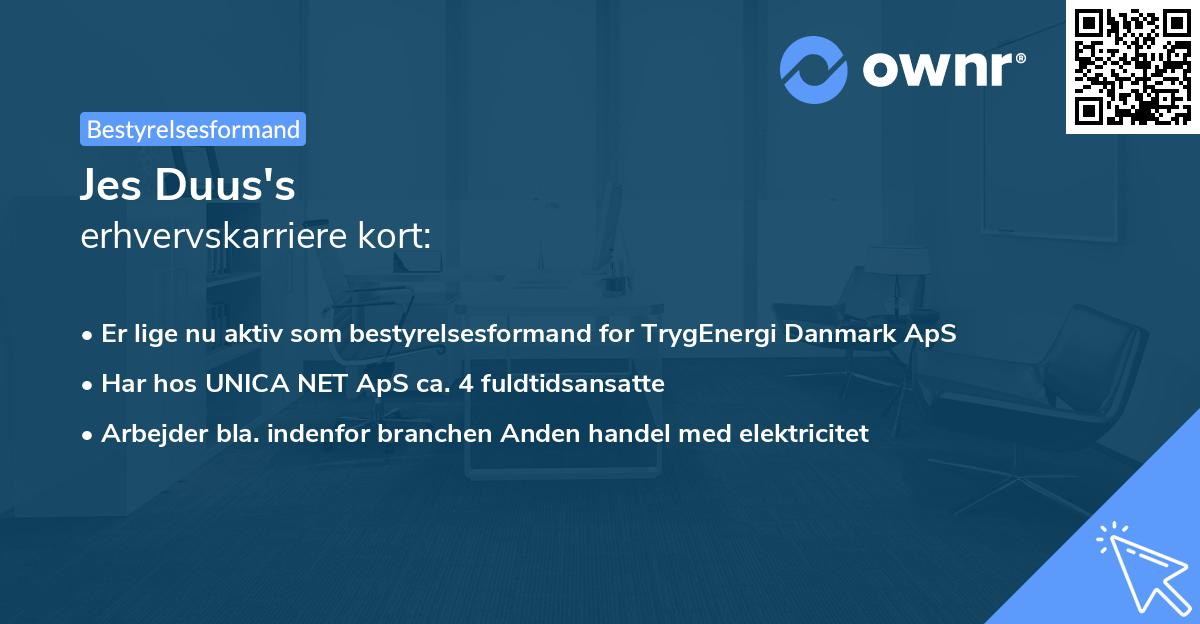 Jes Duus's erhvervskarriere kort