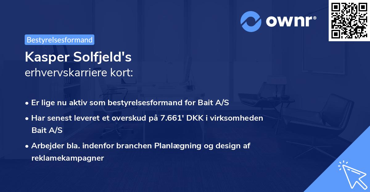 Kasper Solfjeld's erhvervskarriere kort