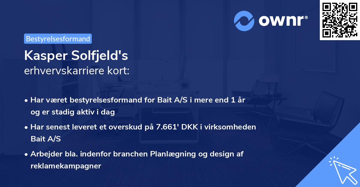 Kasper Solfjeld's erhvervskarriere kort