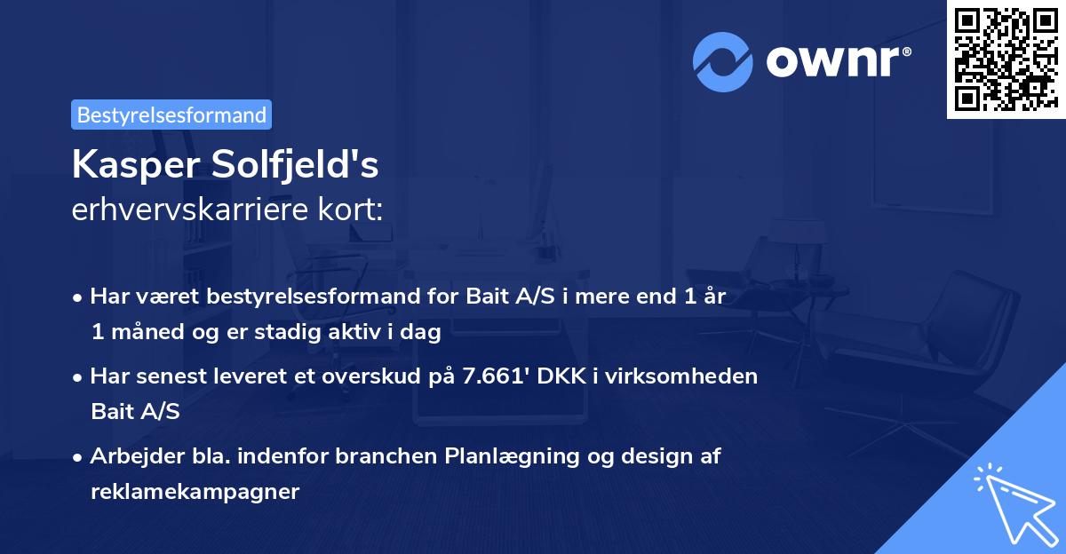 Kasper Solfjeld's erhvervskarriere kort