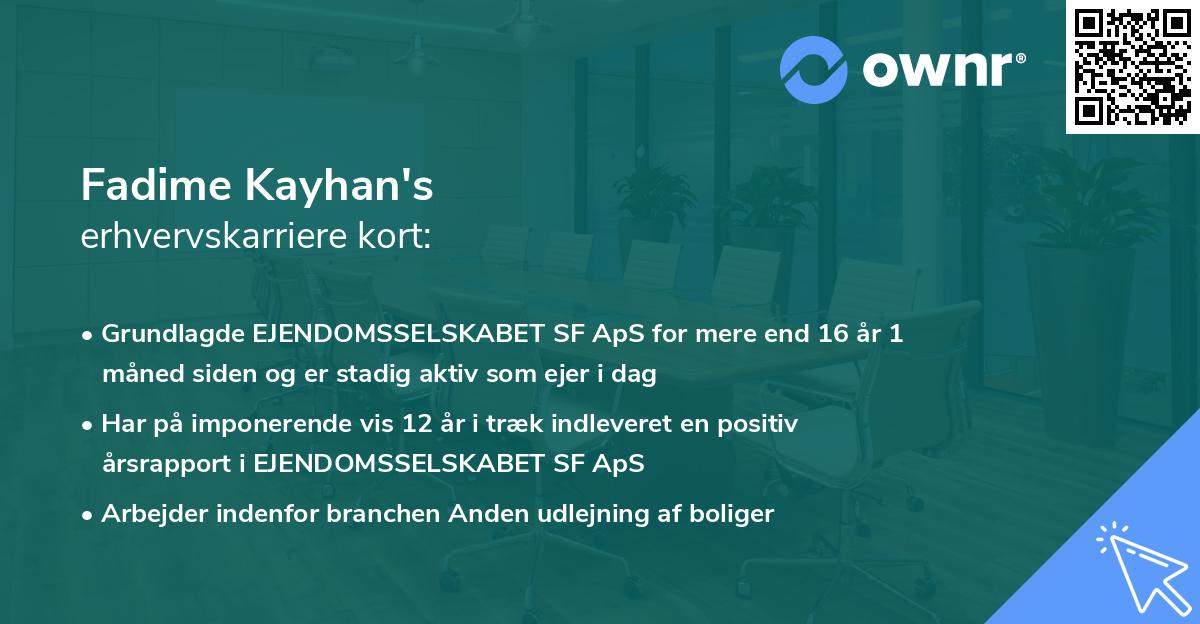 Fadime Kayhan's erhvervskarriere kort