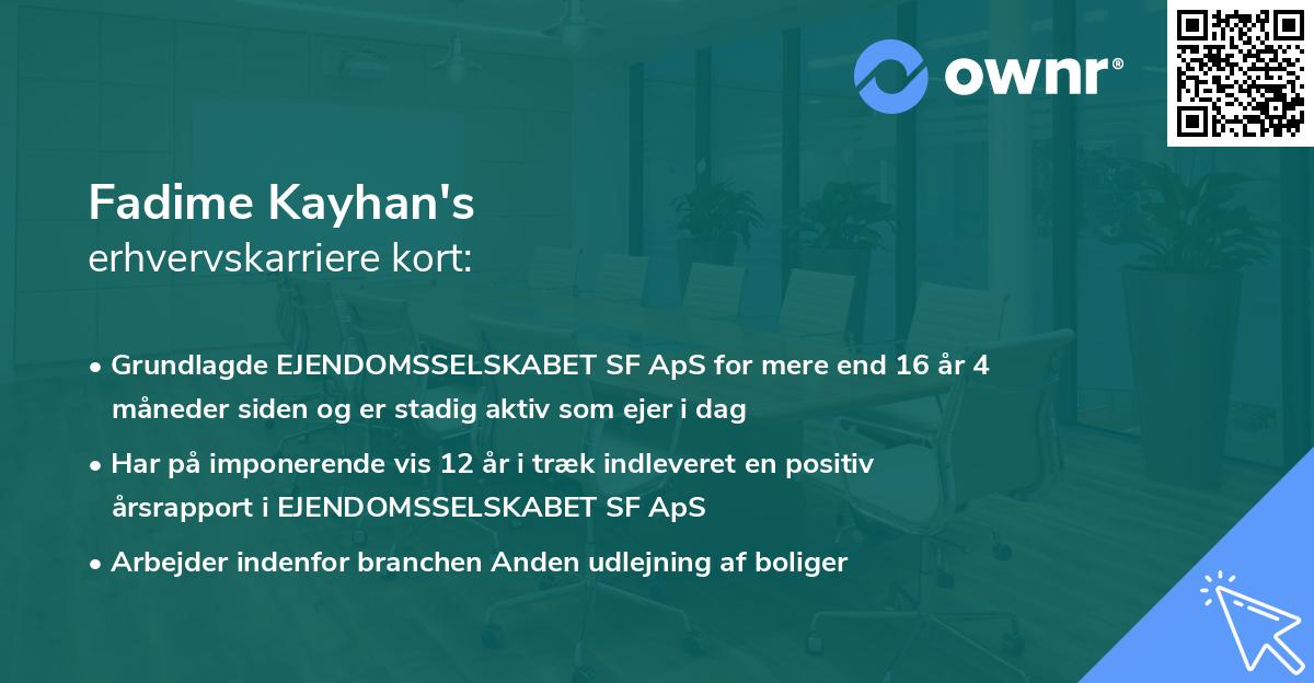Fadime Kayhan's erhvervskarriere kort