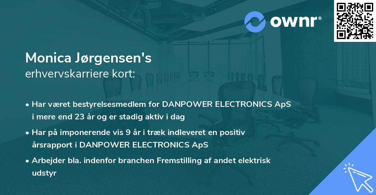 Monica Jørgensen's erhvervskarriere kort