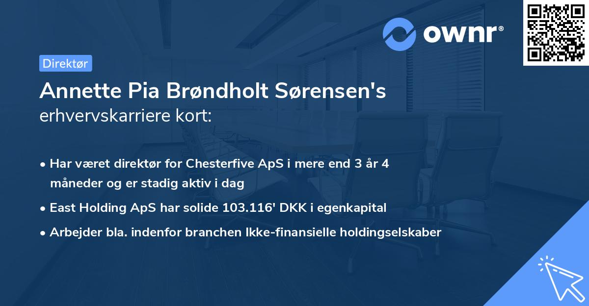 Annette Pia Brøndholt Sørensen's erhvervskarriere kort