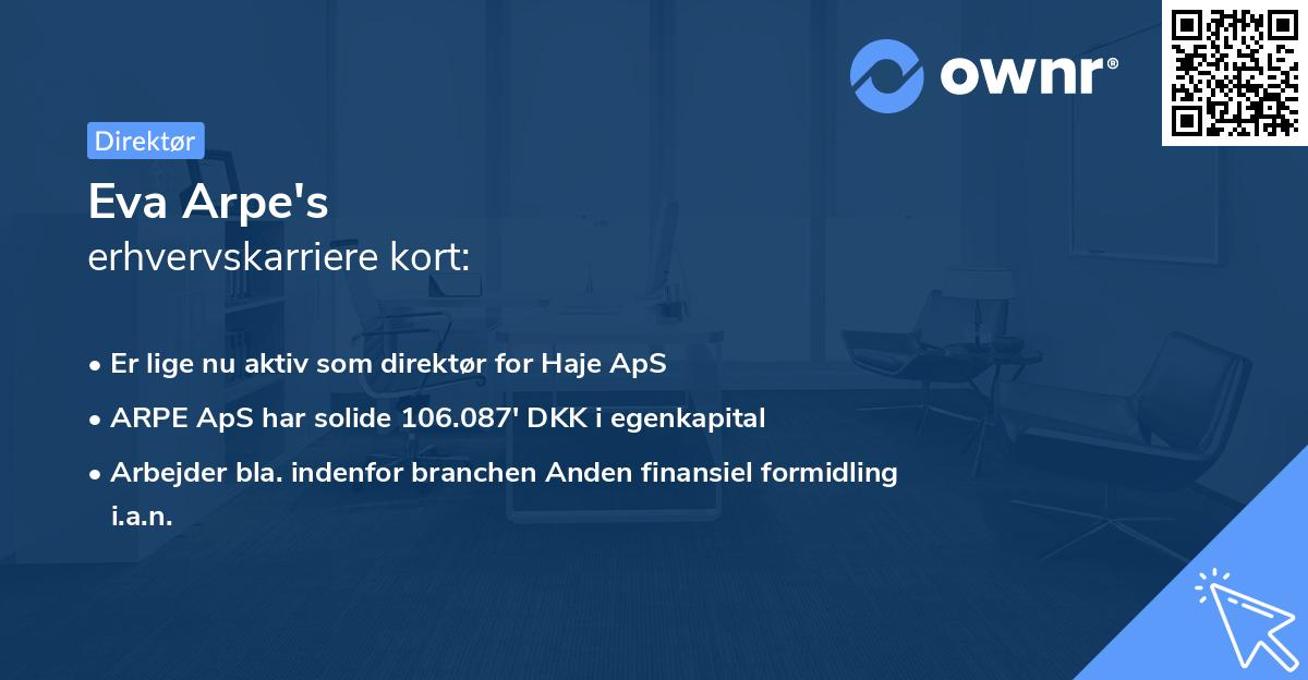 Eva Arpe's erhvervskarriere kort