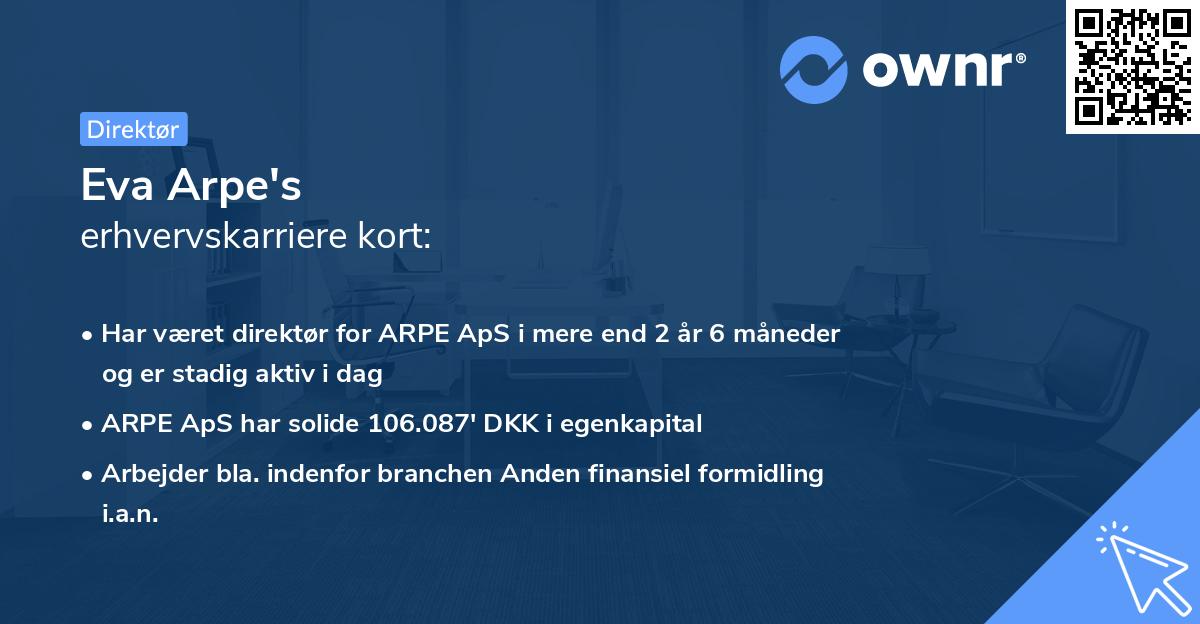 Eva Arpe's erhvervskarriere kort
