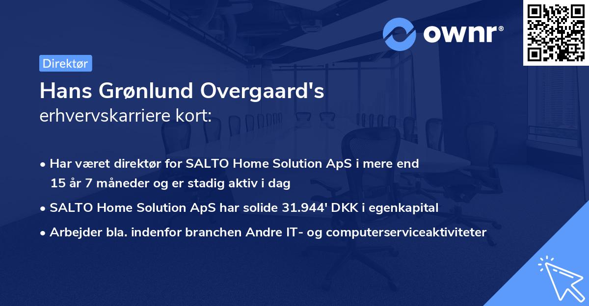 Hans Grønlund Overgaard's erhvervskarriere kort