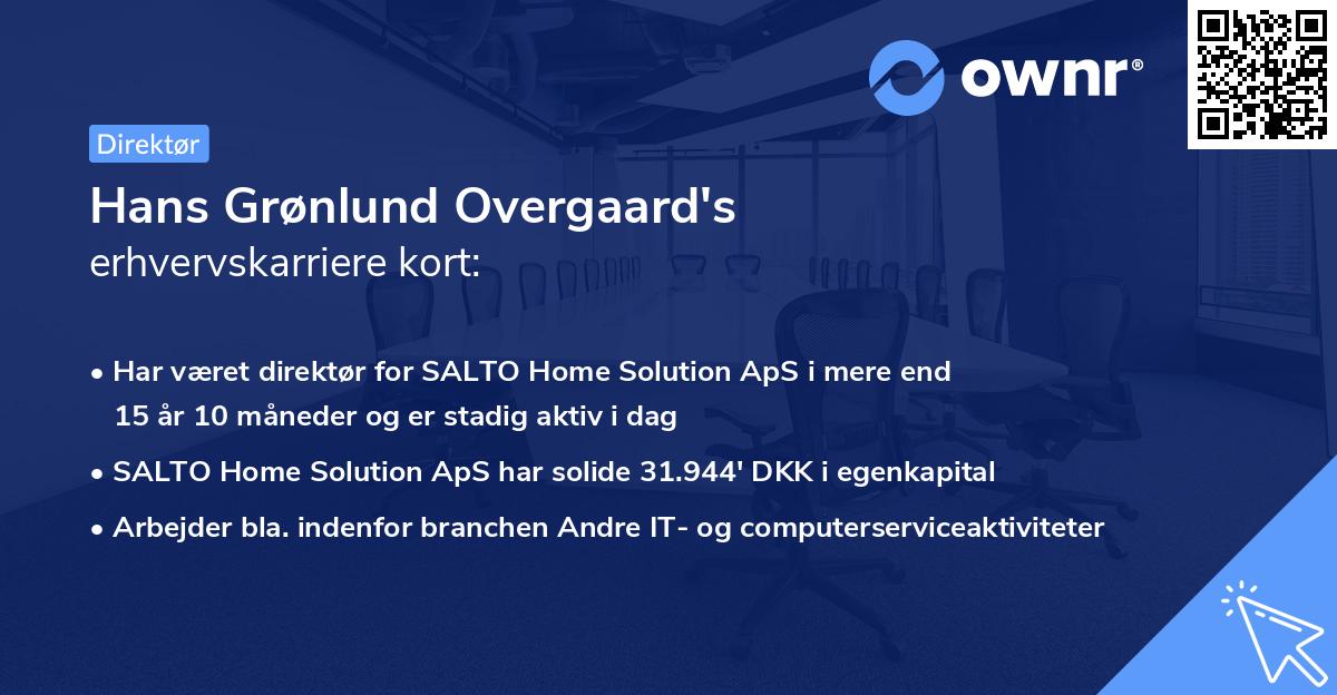 Hans Grønlund Overgaard's erhvervskarriere kort