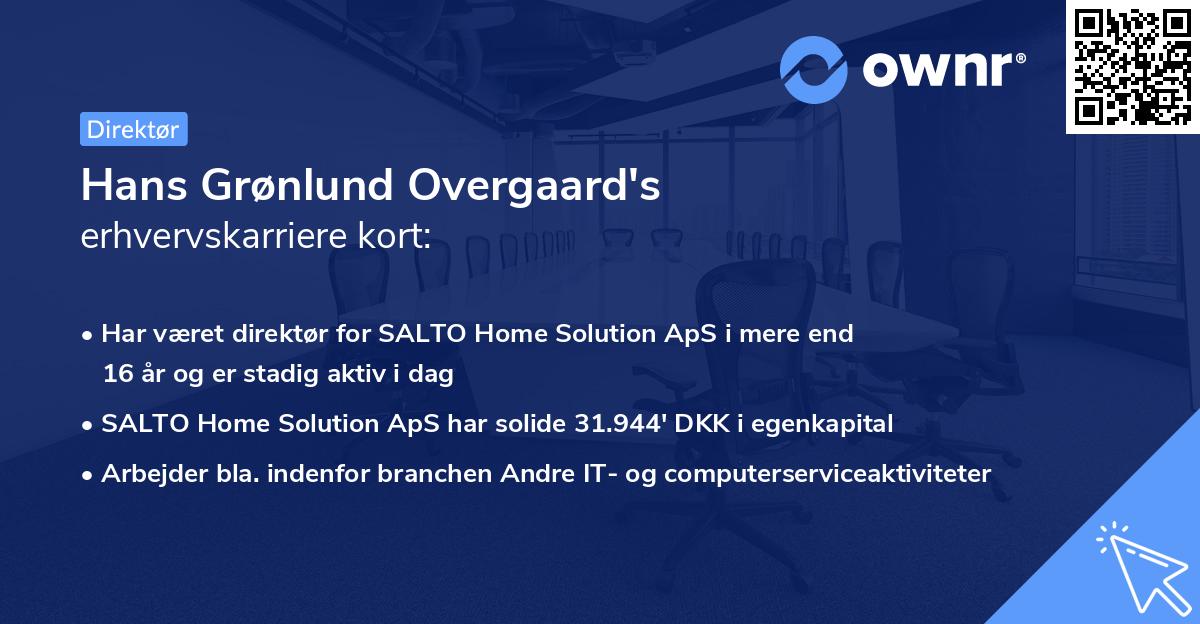 Hans Grønlund Overgaard's erhvervskarriere kort