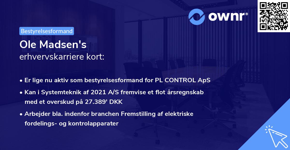 Ole Madsen's erhvervskarriere kort