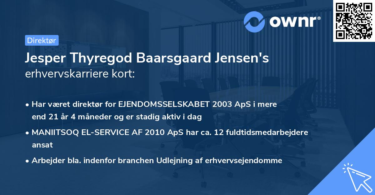 Jesper Thyregod Baarsgaard Jensen's erhvervskarriere kort