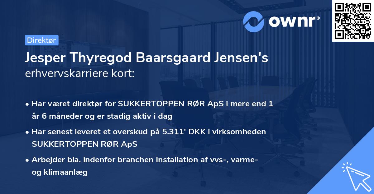 Jesper Thyregod Baarsgaard Jensen's erhvervskarriere kort