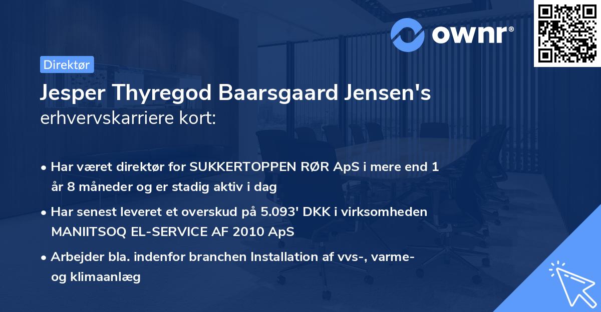 Jesper Thyregod Baarsgaard Jensen's erhvervskarriere kort