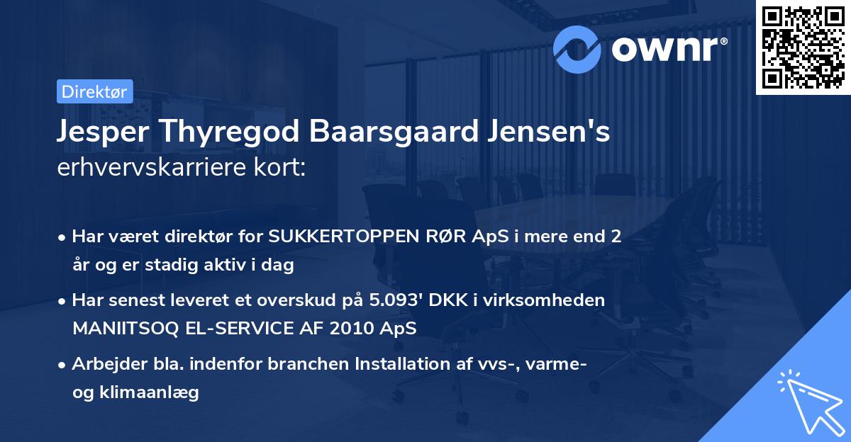 Jesper Thyregod Baarsgaard Jensen's erhvervskarriere kort