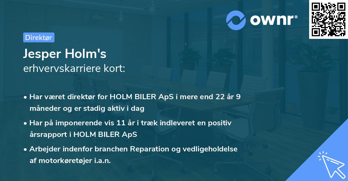 Jesper Holm's erhvervskarriere kort