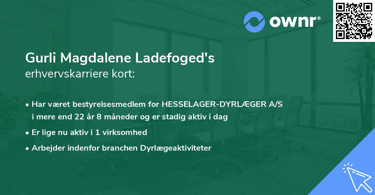 Gurli Magdalene Ladefoged's erhvervskarriere kort