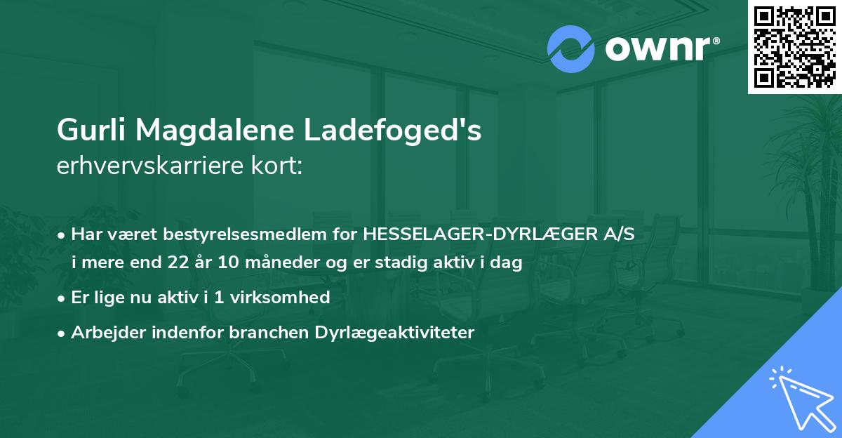 Gurli Magdalene Ladefoged's erhvervskarriere kort