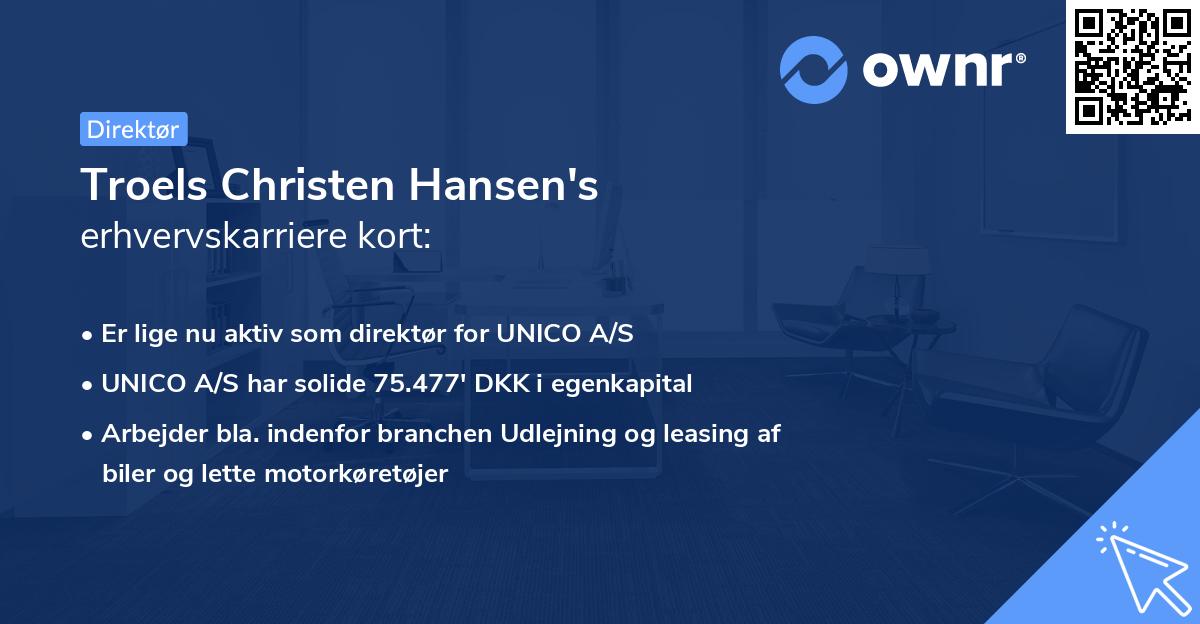 Troels Christen Hansen's erhvervskarriere kort