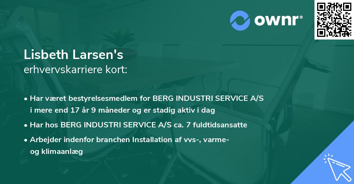 Lisbeth Larsen's erhvervskarriere kort