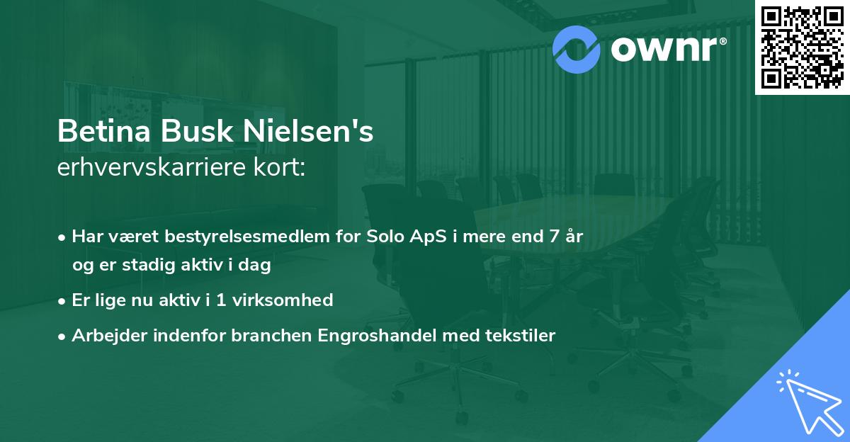 Betina Busk Nielsen's erhvervskarriere kort