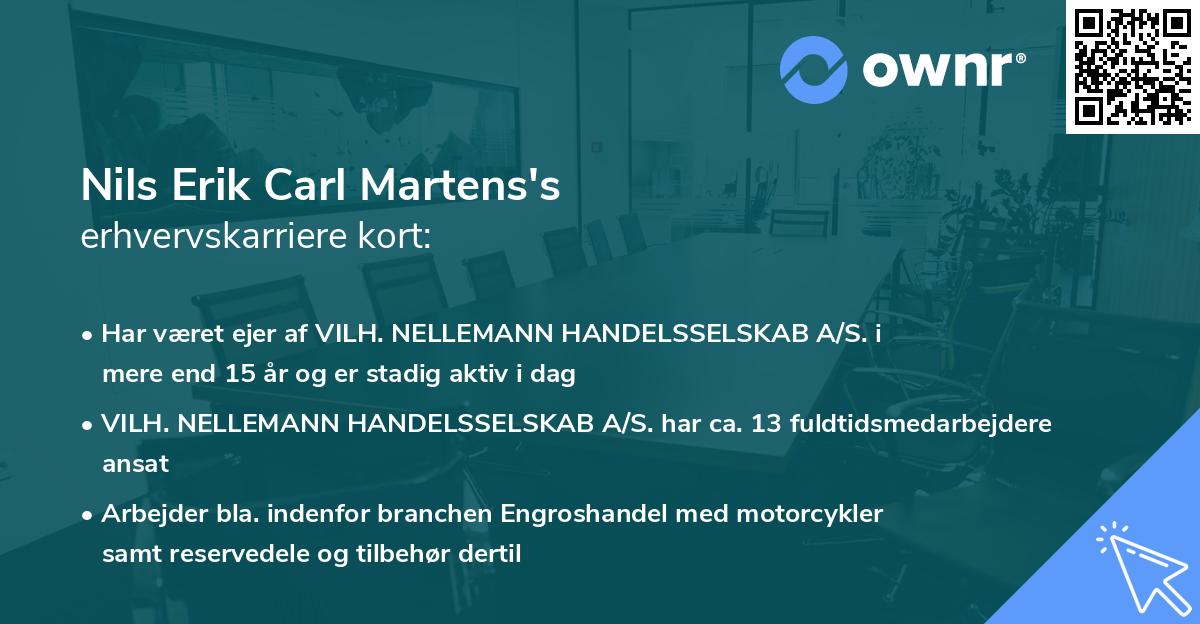 Nils Erik Carl Martens's erhvervskarriere kort
