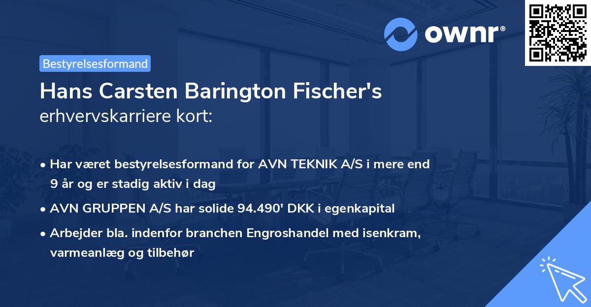 Hans Carsten Barington Fischer's erhvervskarriere kort