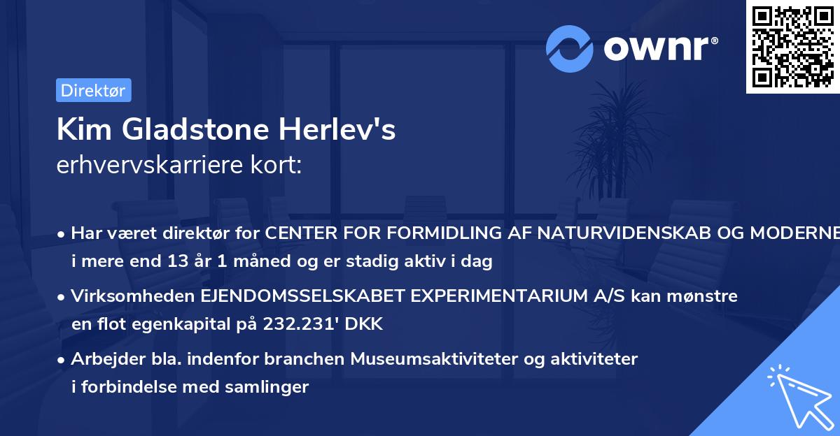 Kim Gladstone Herlev's erhvervskarriere kort