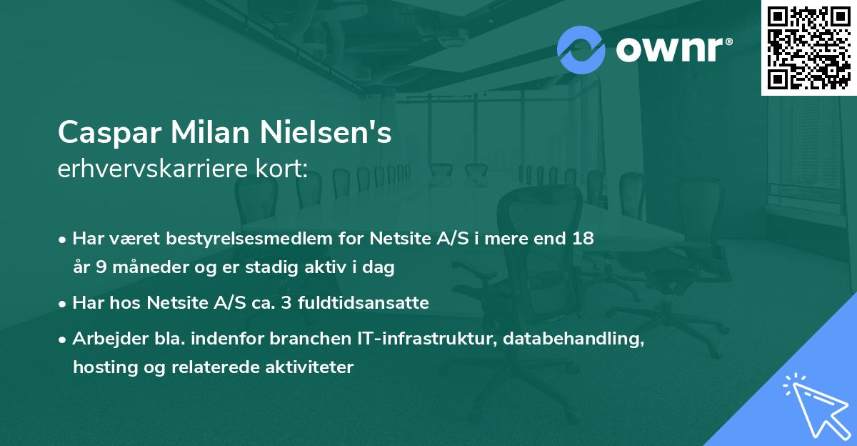 Caspar Milan Nielsen's erhvervskarriere kort