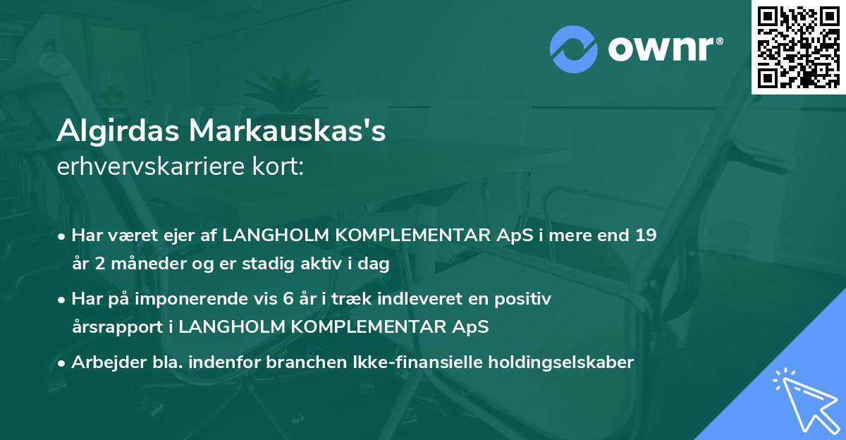 Algirdas Markauskas's erhvervskarriere kort