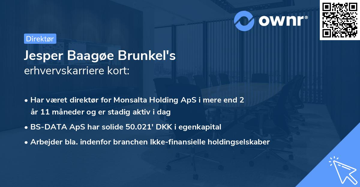 Jesper Baagøe Brunkel's erhvervskarriere kort